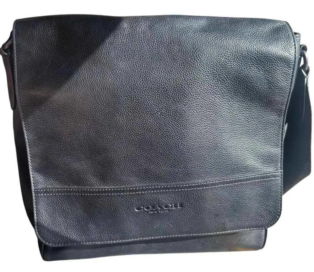 Coach Houston Map Leather Bag Gunmetal/BLACK #4007 Crossbody